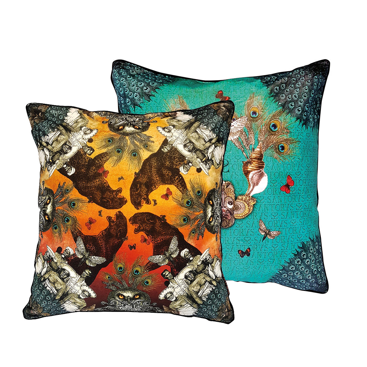 Santorus Velvet Scatter Cushion Cover - Ceylon Sunset front and back = Beaumonde