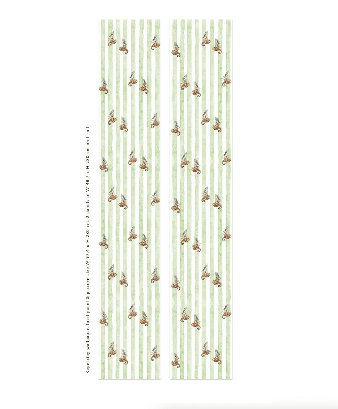 Seahorse Riders Green Repetitive Wallpaper