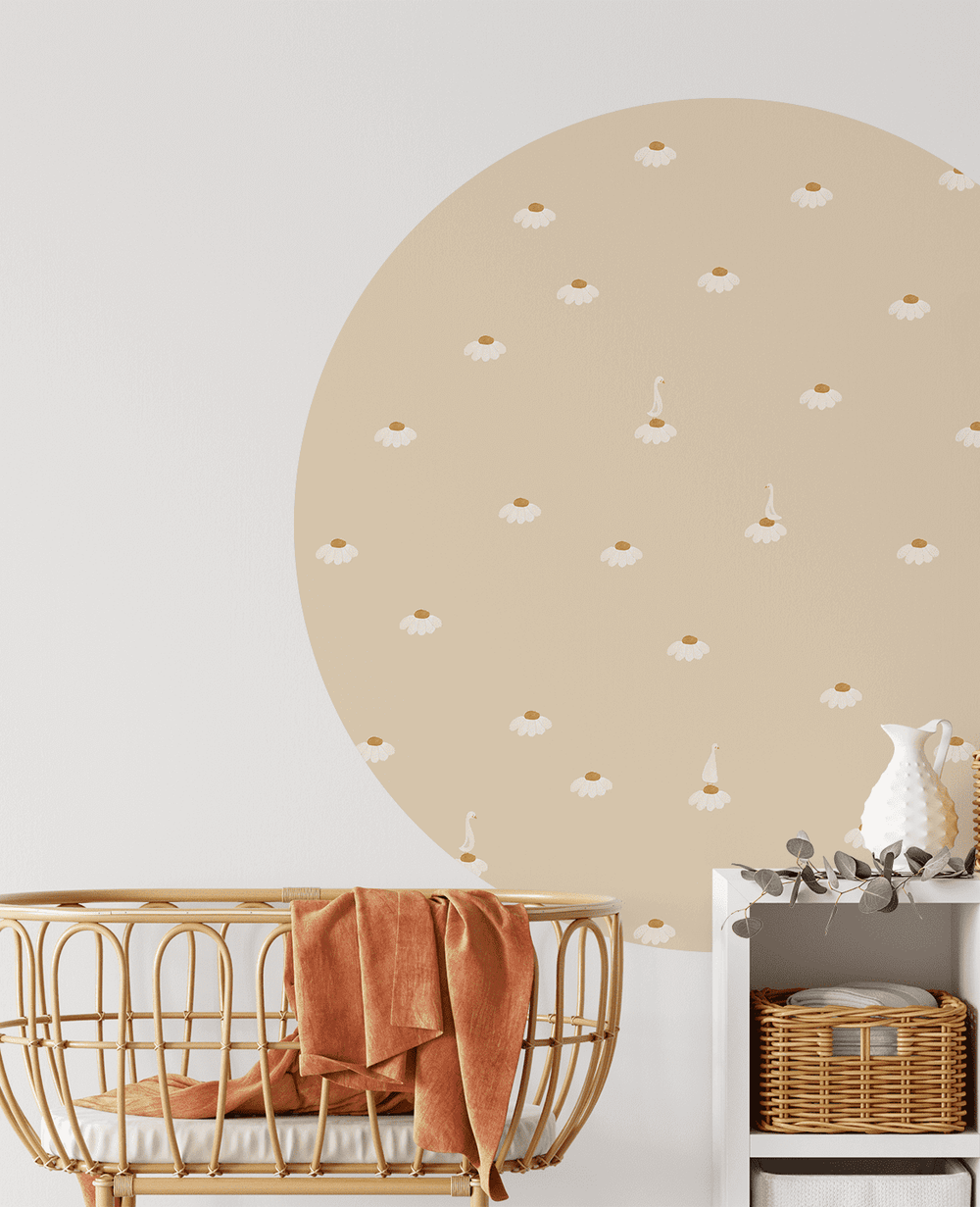 Sweet Camomile Soft Almond Wallpaper Circle Mural