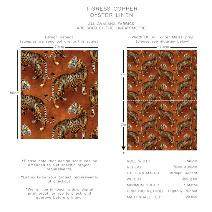 Tigress Oyster Linen Fabric