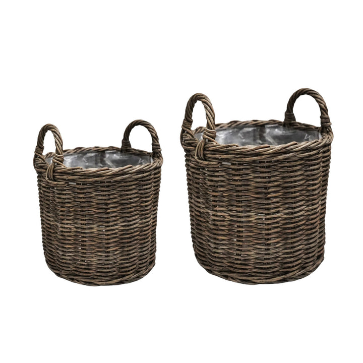 Polyrattan Set of Two Lined Planters