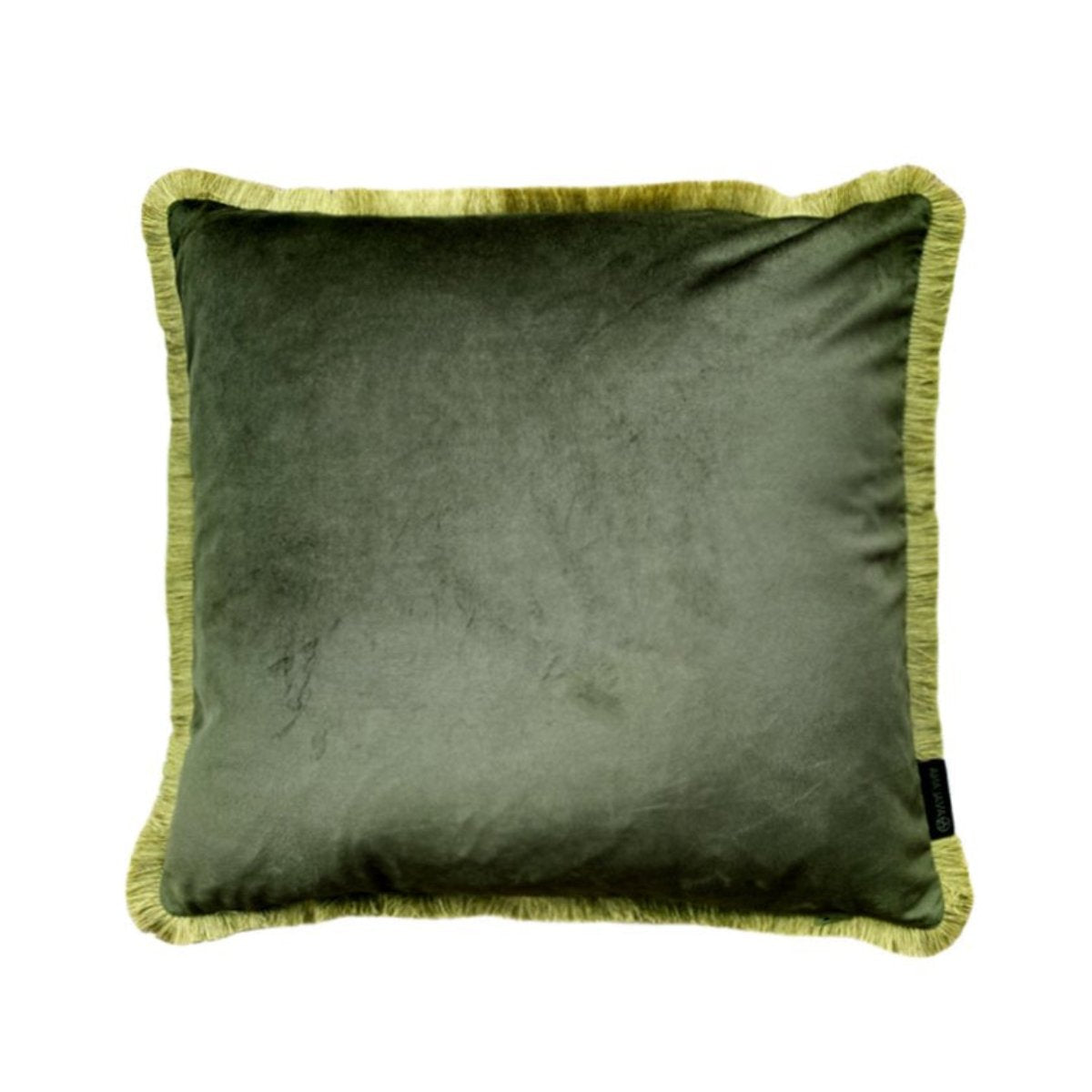 Avalana Blush Tropics Fringe Velvet Cushion-Beaumonde