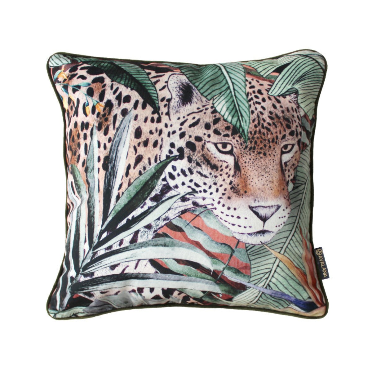 Avalana Cantaloupe Jaguar Piped Velvet Cushion-Beaumonde