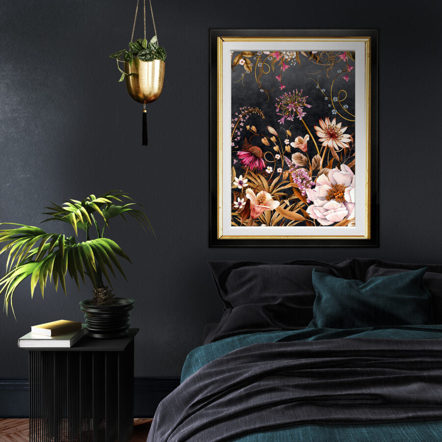 Avalana Noir Blooms Art Print-Beaumonde