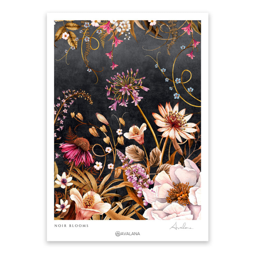 Avalana Noir Blooms Art Print-Beaumonde