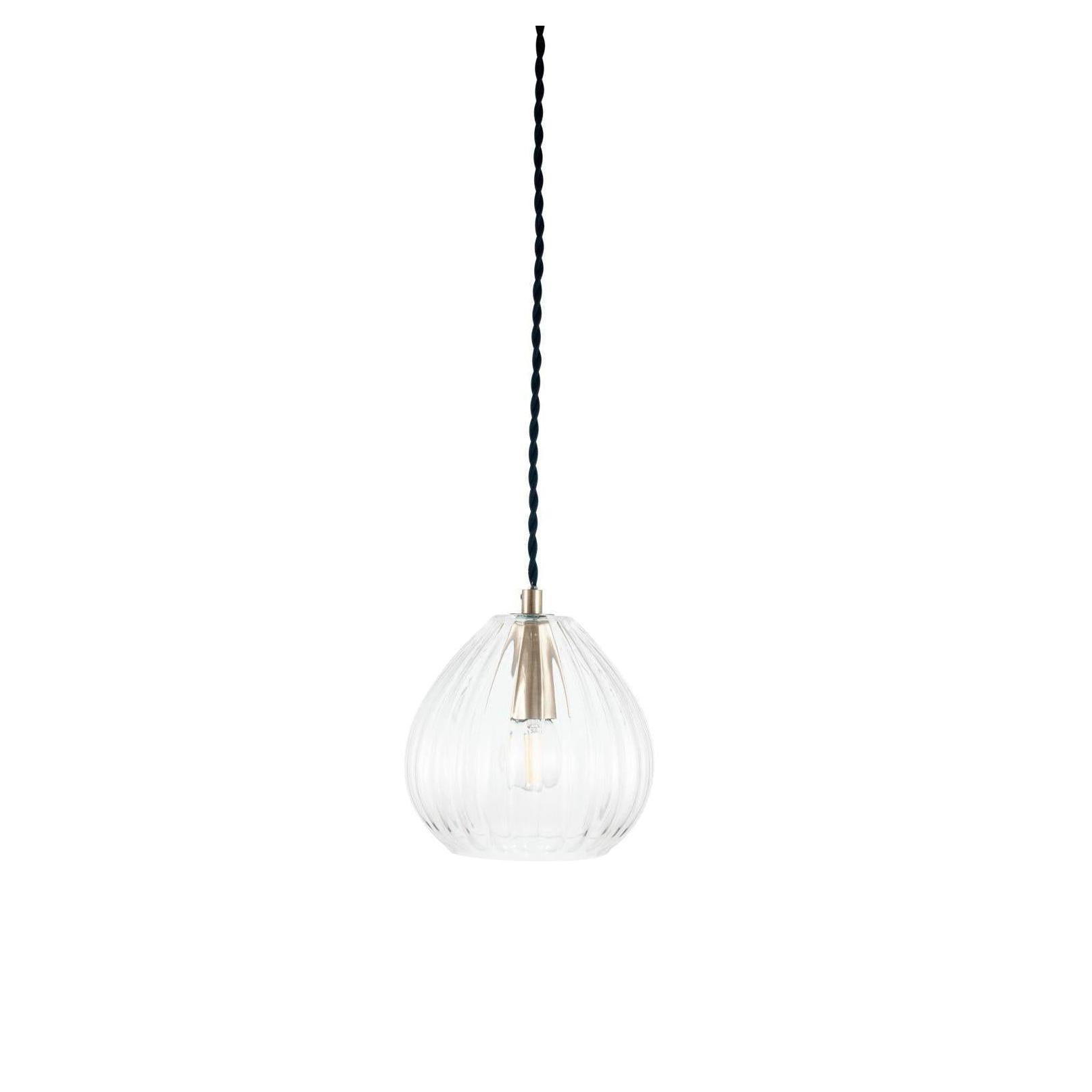 Beau&Co Saga Clear Ribbed Glass Teardrop Pendant