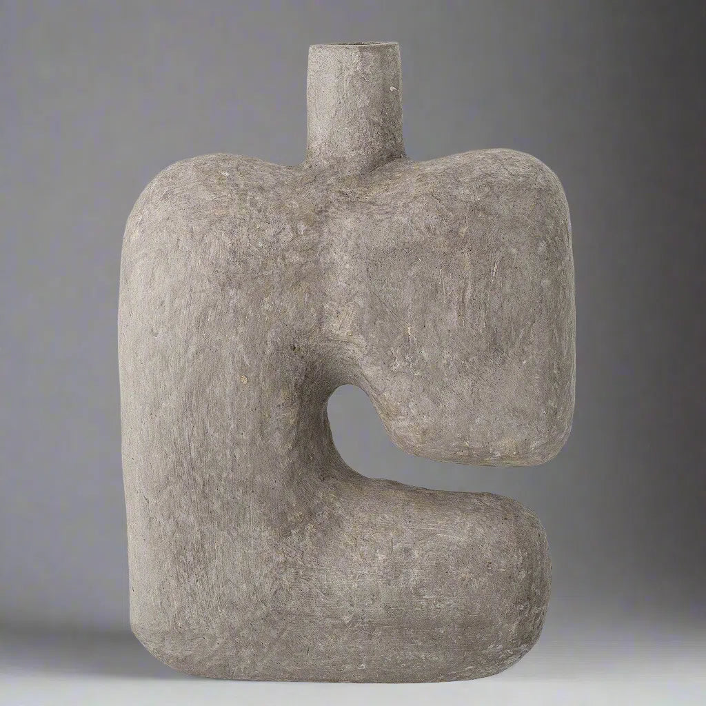 Bloomingville Banael Grey Papermache Vase-Beaumonde