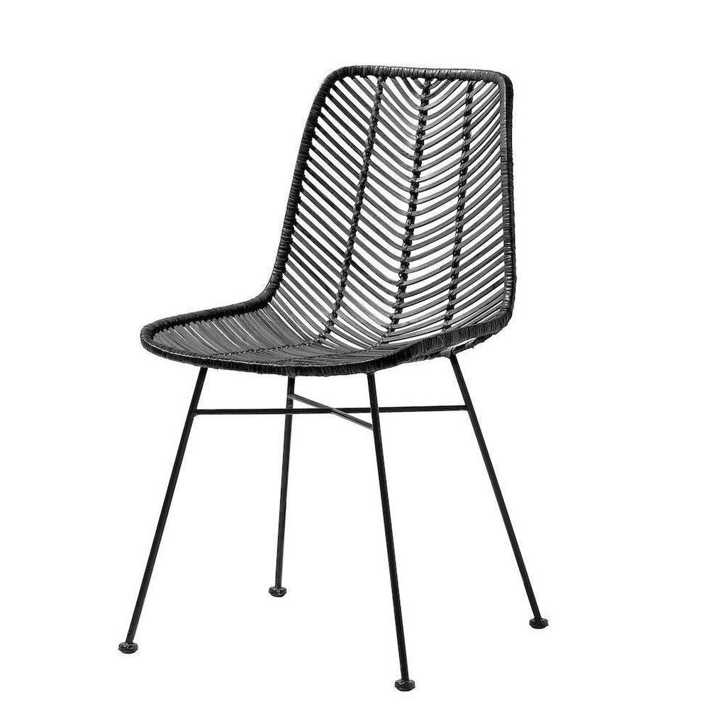 Bloomingville Lena Rattan Dining Chair - Black-Beaumonde