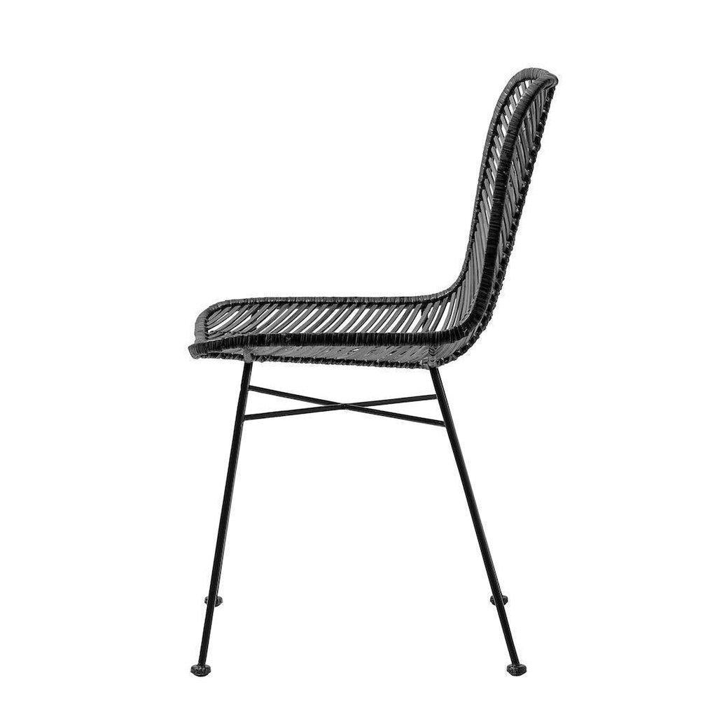 Bloomingville Lena Rattan Dining Chair - Black-Beaumonde