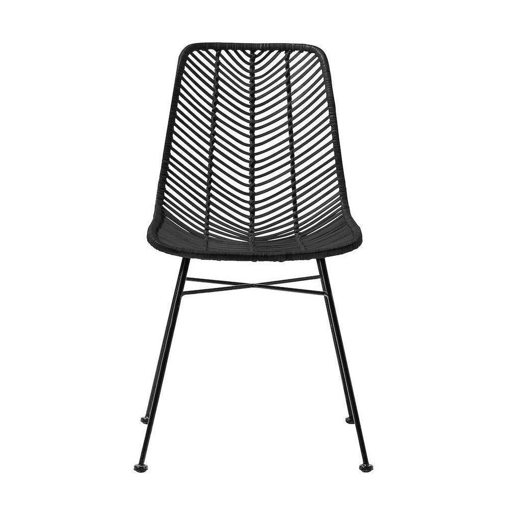 Bloomingville Lena Rattan Dining Chair - Black-Beaumonde