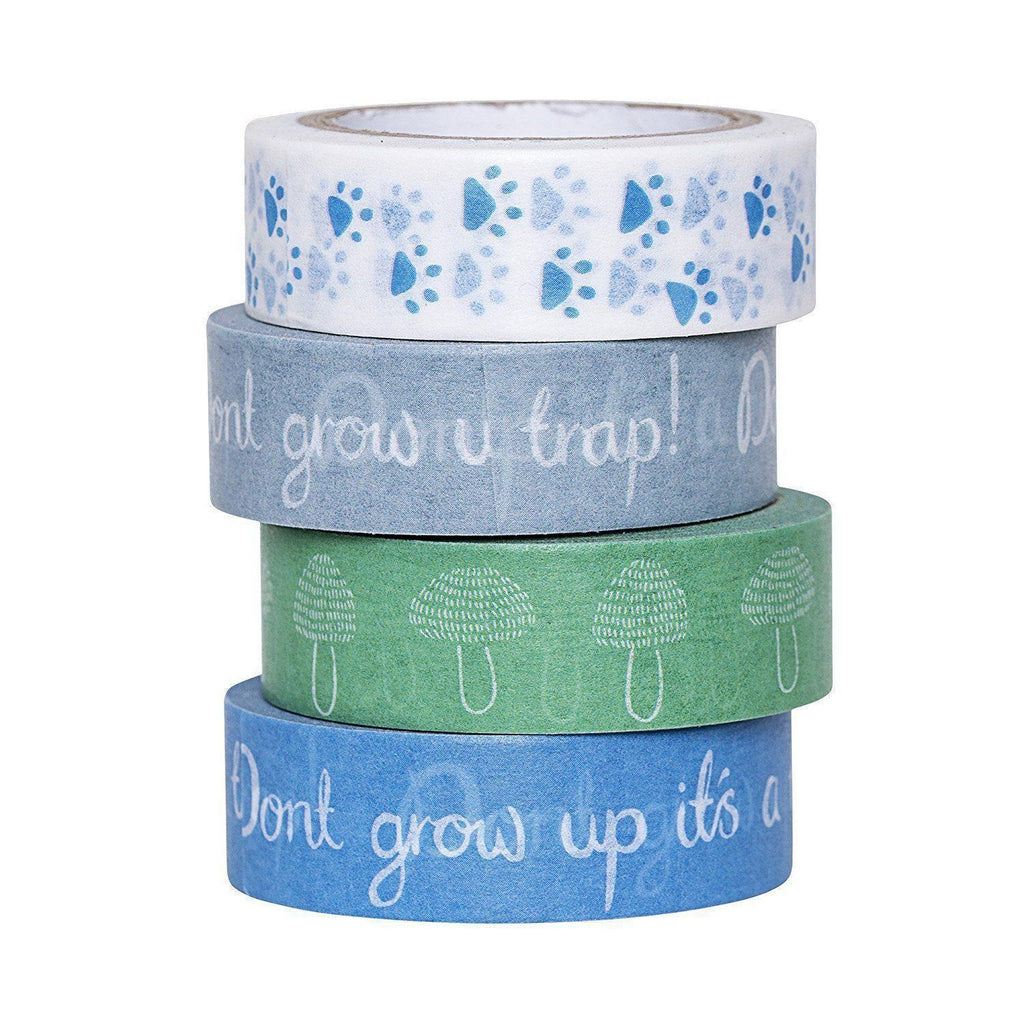 Bloomingville Paw Prints Washi Tape - Blue, Green-Beaumonde