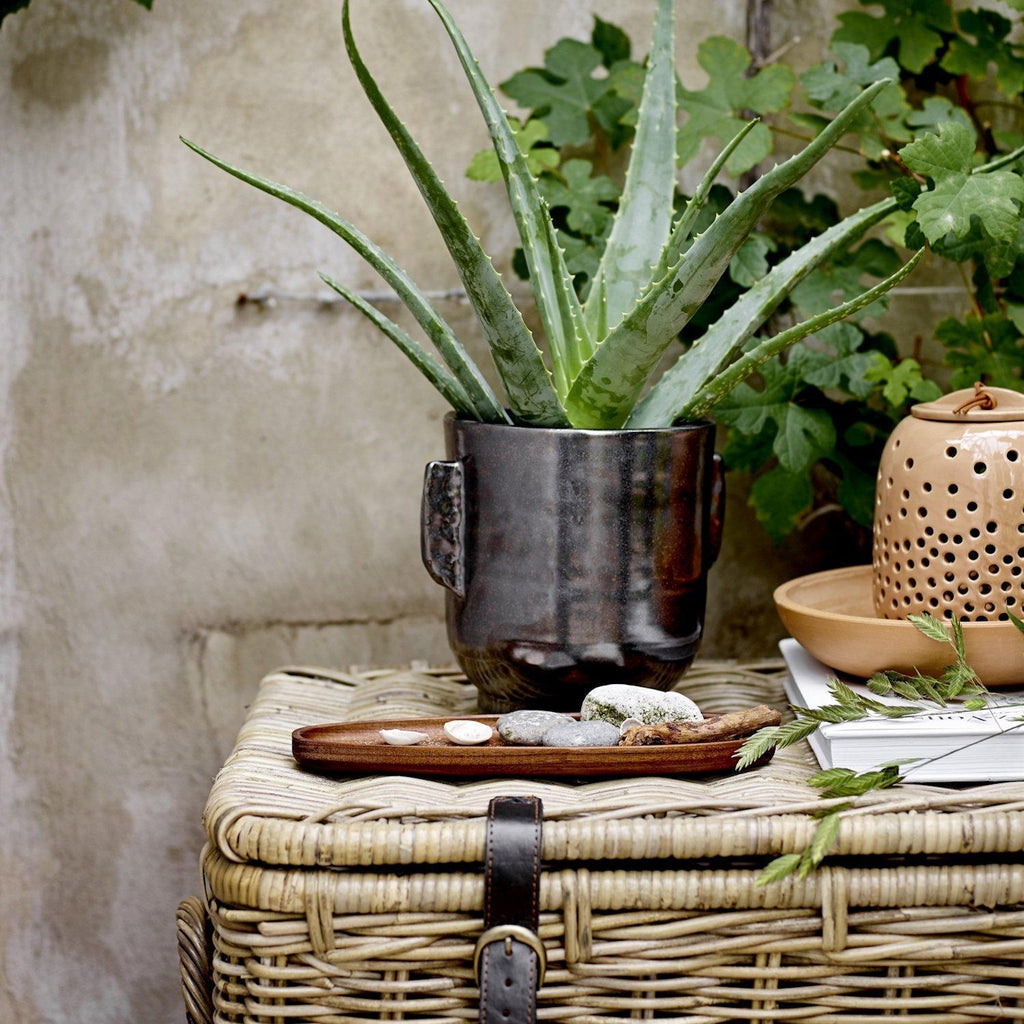 Bloomingville Stoneware Hurricane Lantern - Natural-Beaumonde