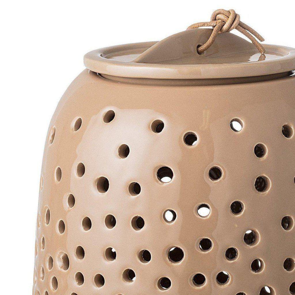 Bloomingville Stoneware Hurricane Lantern - Natural-Beaumonde