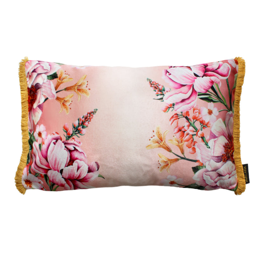Blush Blooms Fringe Cushion