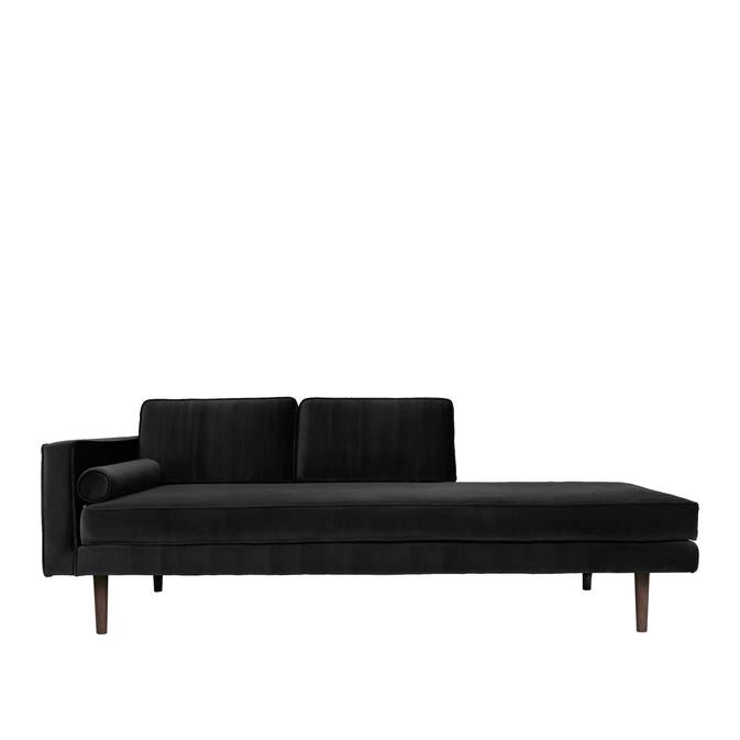 Broste Copenhagen Wind Velvet Chaise Longue In Black, Left Sided-Beaumonde