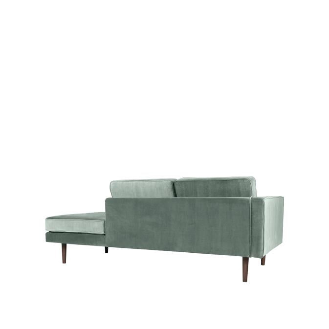 Broste Copenhagen Wind Velvet Chaise Longue In Chinois Green, Left-Beaumonde