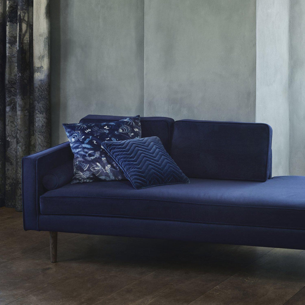 Broste Copenhagen Wind Velvet Chaise Longue Insignia Blue - Left Sided