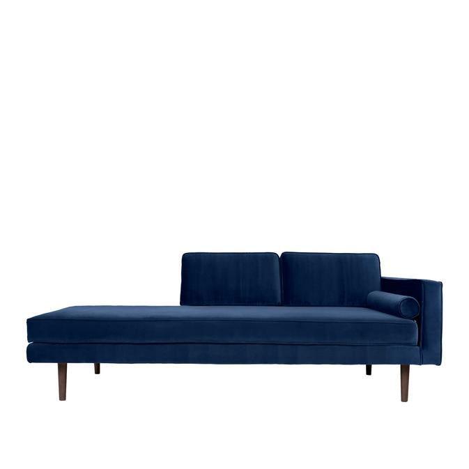 Broste Copenhagen Wind Velvet Chaise Longue In Insignia Blue, Right Sided-Beaumonde