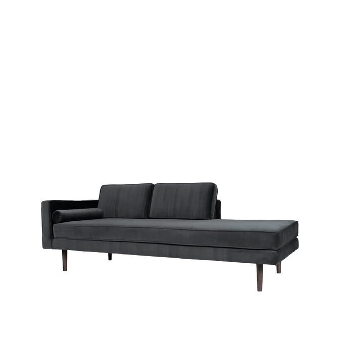 Broste Copenhagen Wind Velvet Chaise Longue In Magnet Grey, Left Sided-Beaumonde