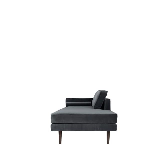 Broste Copenhagen Wind Velvet Chaise Longue In Magnet Grey, Left Sided-Beaumonde