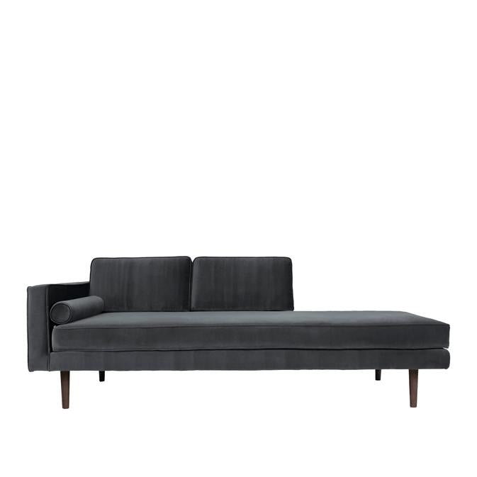 Broste Copenhagen Wind Velvet Chaise Longue In Magnet Grey, Left Sided-Beaumonde