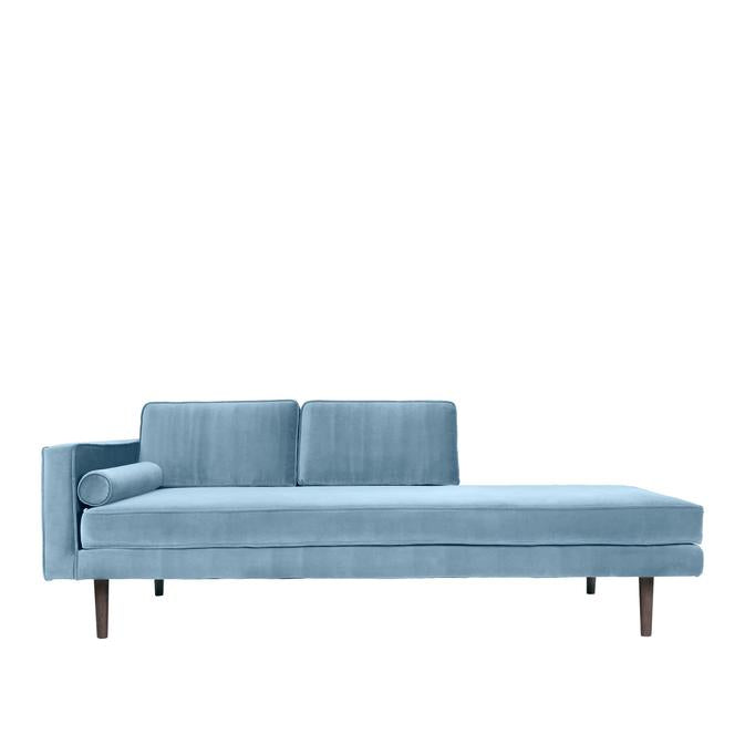 Broste Copenhagen Wind Velvet Chaise Longue In Pastel Blue, Left Sided-Beaumonde