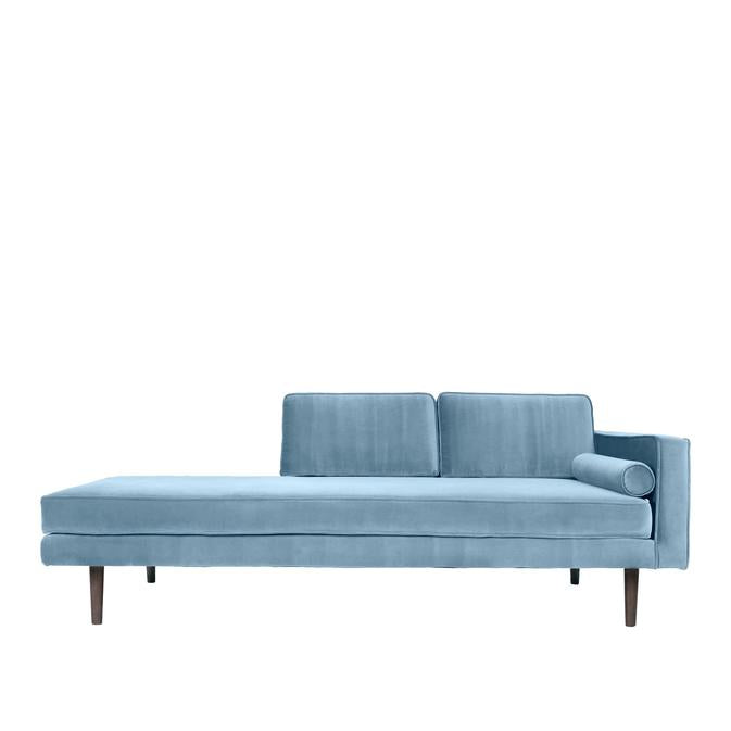 Broste Copenhagen Wind Velvet Chaise Longue In Pastel Blue, Right Sided-Beaumonde