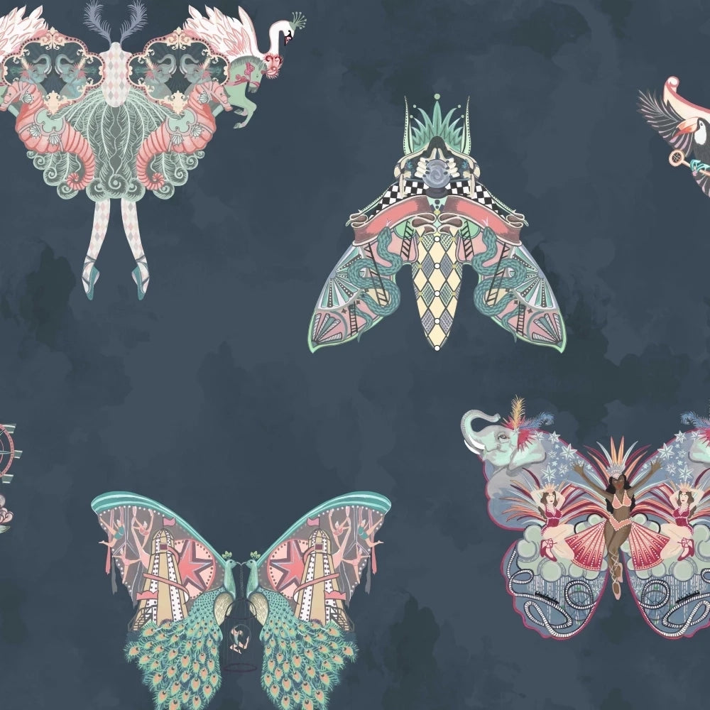 Butterfly Effect Navy Wallpaper