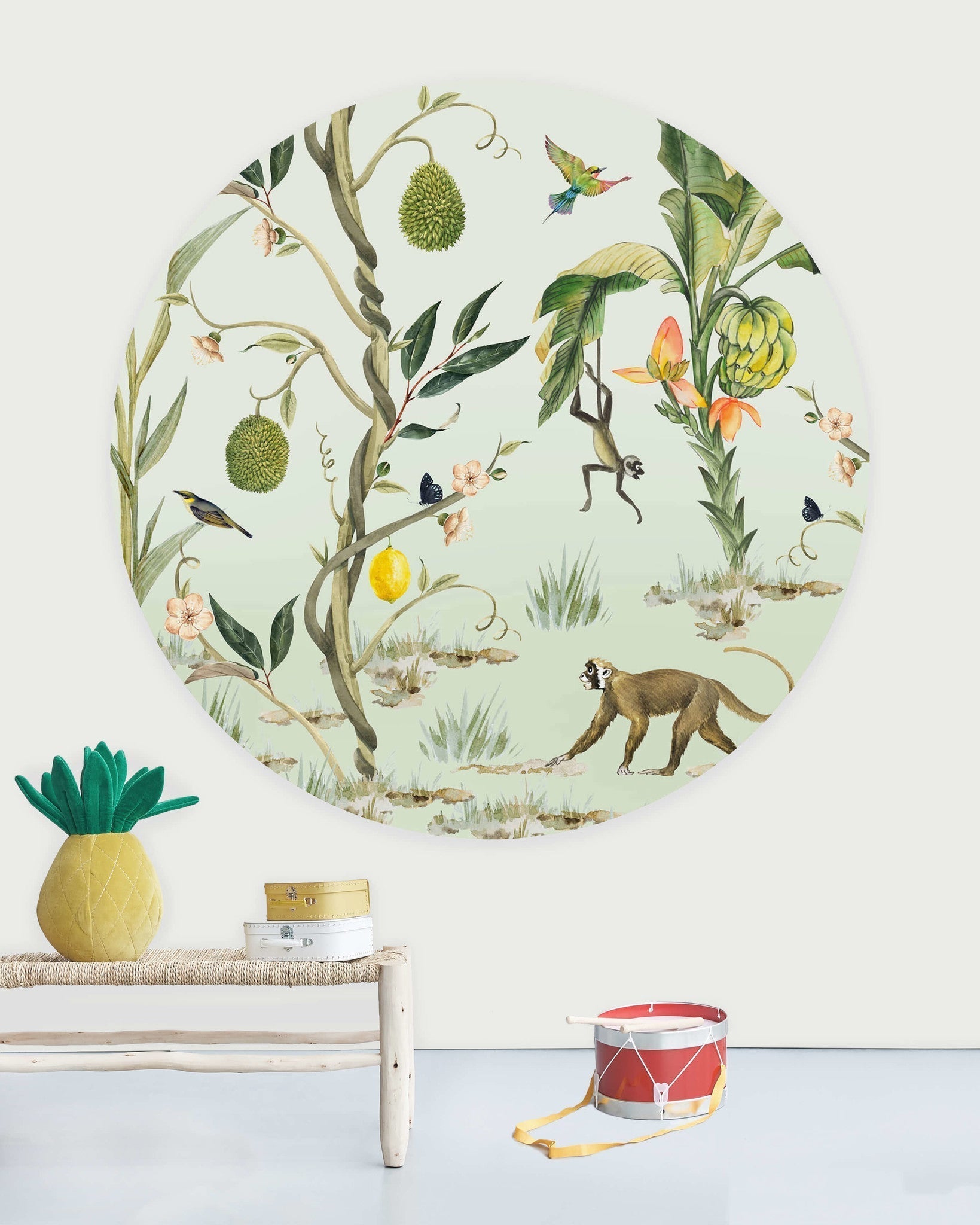 Creative Lab Amsterdam Monkey Life Wallpaper Circle Mural-Beaumonde