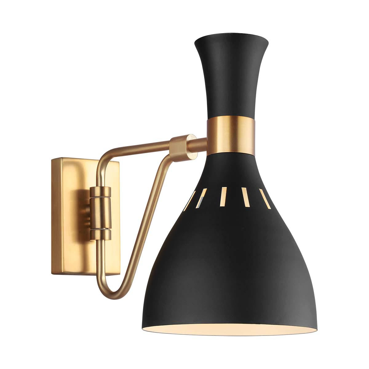 Elstead Lighting Feiss Joan 1 Light Wall Light - Midnight Black & Burnished Brass-FE-JOAN1-MB-5024005391616-Beaumonde