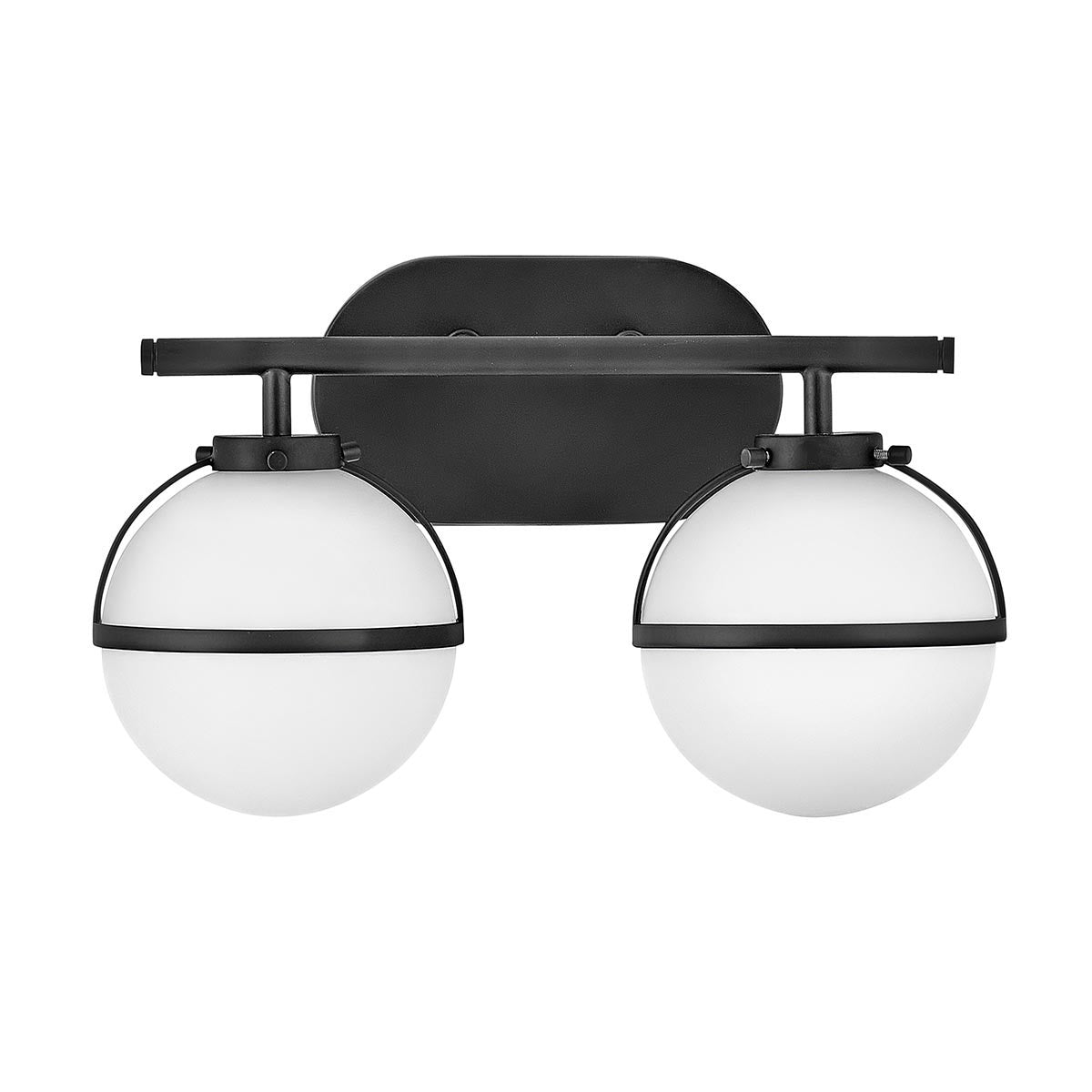 Elstead Lighting Hinkley Hollis 2 Light Wall Light - Opal/Black-HK-HOLLIS2-O-BK-BATH-5024005559917-Beaumonde