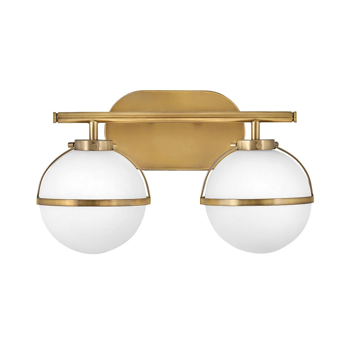 Elstead Lighting Hinkley Hollis 2 Light Wall Light - Opal/Brass-HK-HOLLIS2-O-HB-BATH-5024005560012-Beaumonde