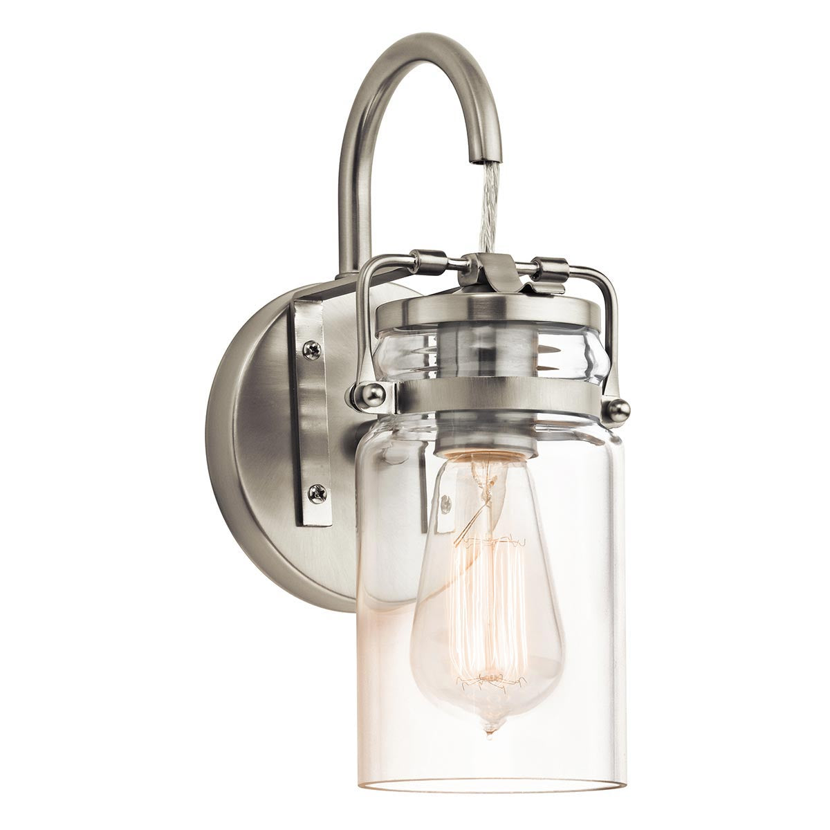 Elstead Lighting Kichler Brinley 1 Light Wall Light - Brushed Nickel-KL-BRINLEY1-NI-5024005294016-Beaumonde