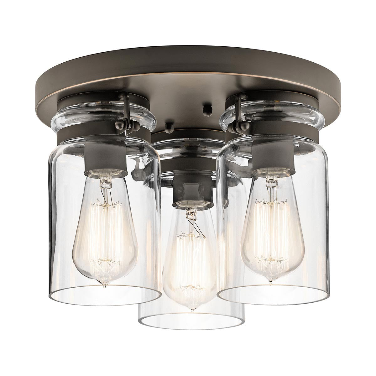 Elstead Lighting Kichler Brinley 3 Light Flush Mount - Olde Bronze-KL-BRINLEY-F-OZ-5024005293811-Beaumonde