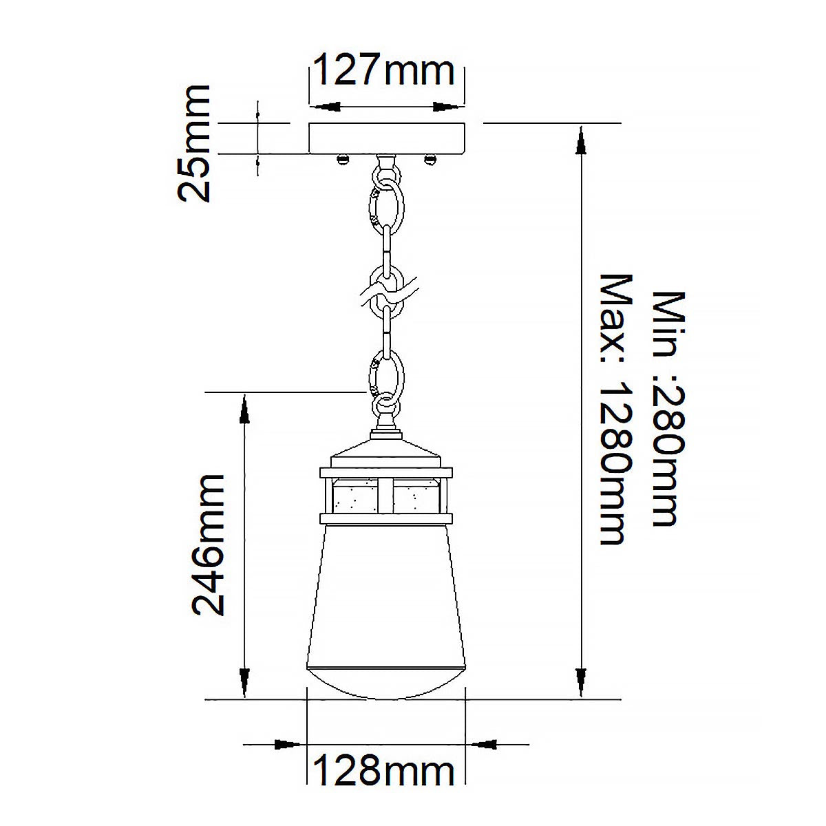 Elstead Lighting Kichler Lyndon 1 Light Small Chain Lantern - Architectural Bronze-KL-LYNDON8-S-AZ-5024005236511-Beaumonde