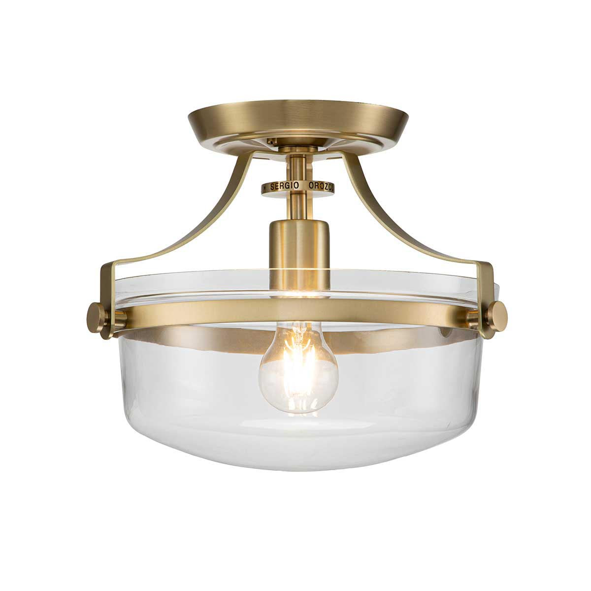 Elstead Lighting Quoizel Penn Station 1 Light Semi Flush - Brushed Brass-QZ-PENN-STATION-F-BB-5024005000280-Beaumonde