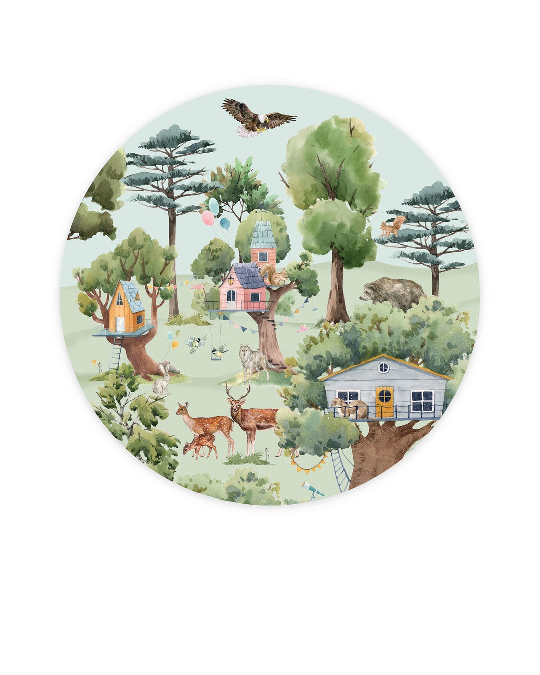 Treehouse in the Forest Wallpaper Circle