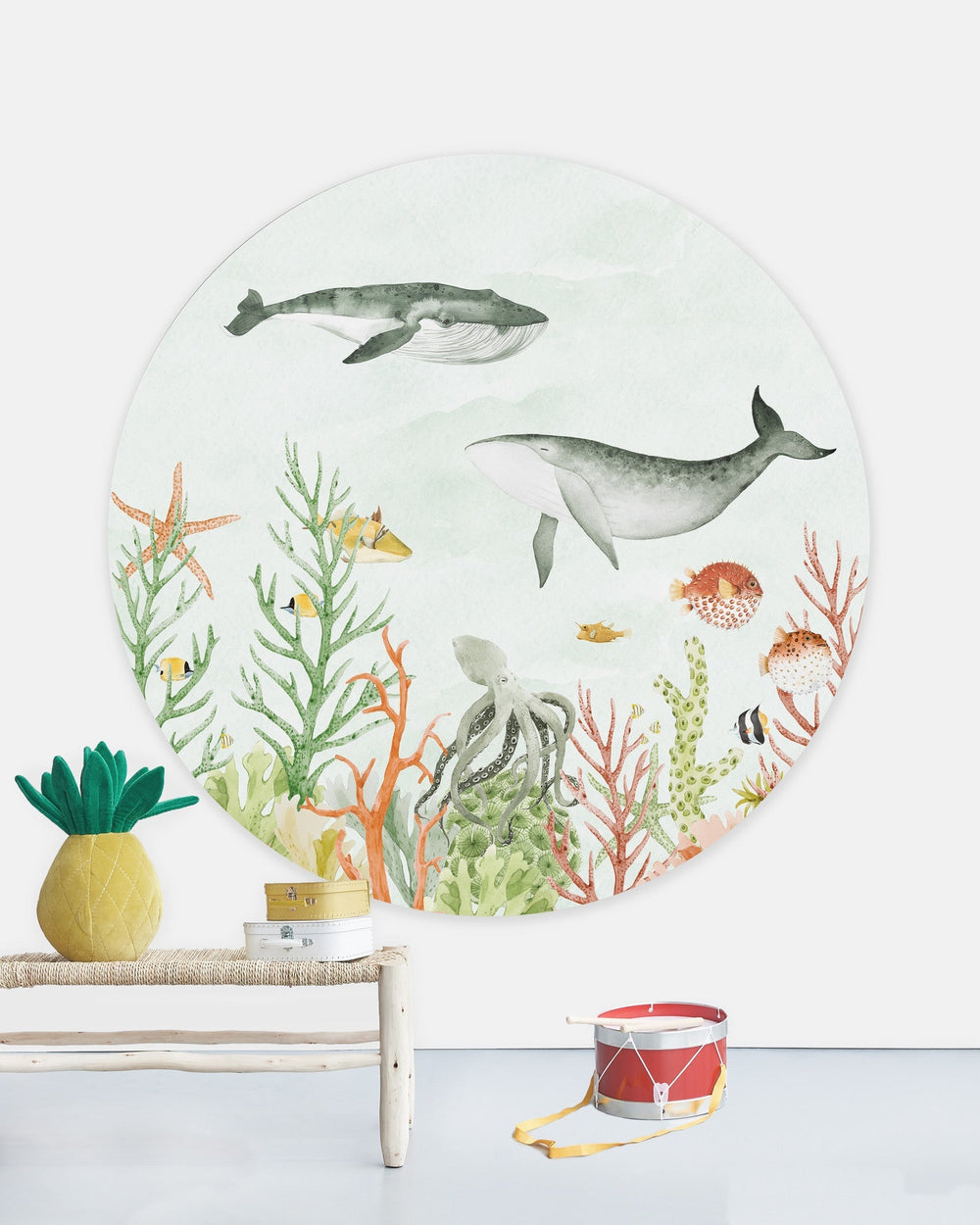 Sealife Coral Wallpaper Circle Mural