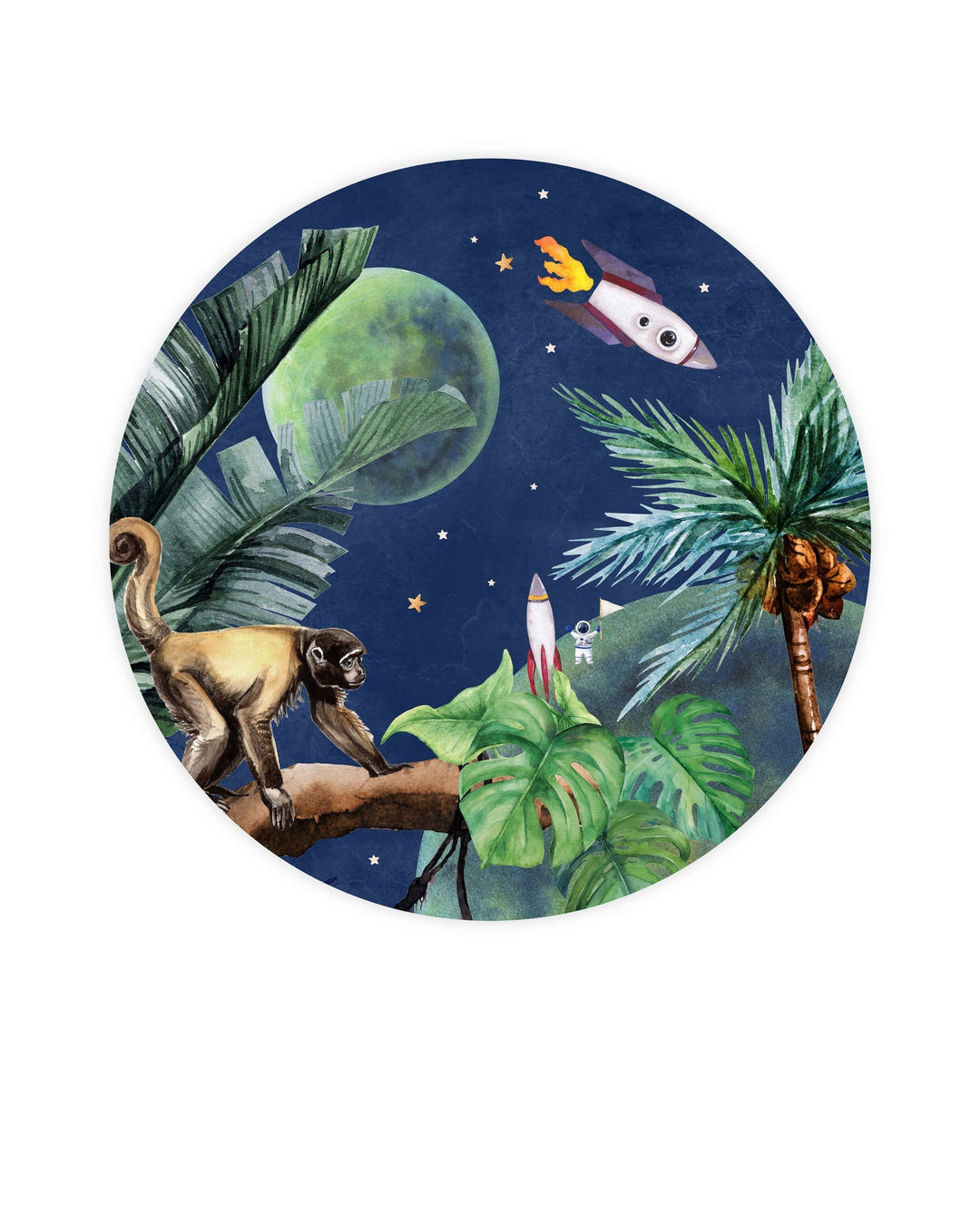 From Jungle to Space Wallpaper Circle Mural