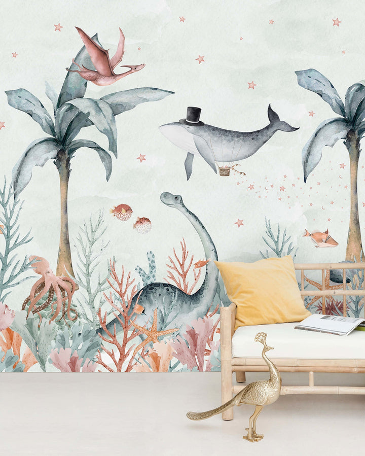 Flying Whale Wallpaper Mural