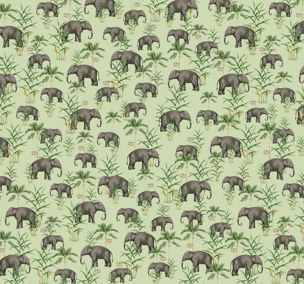 Oscar The Elephant Green Wallpaper Mural