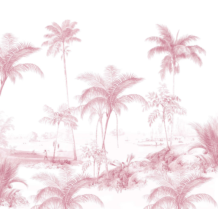 Exotic Palms Pink Wallpaper Mural