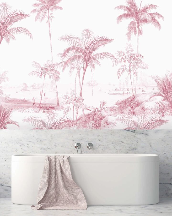 Exotic Palms Pink Wallpaper Mural