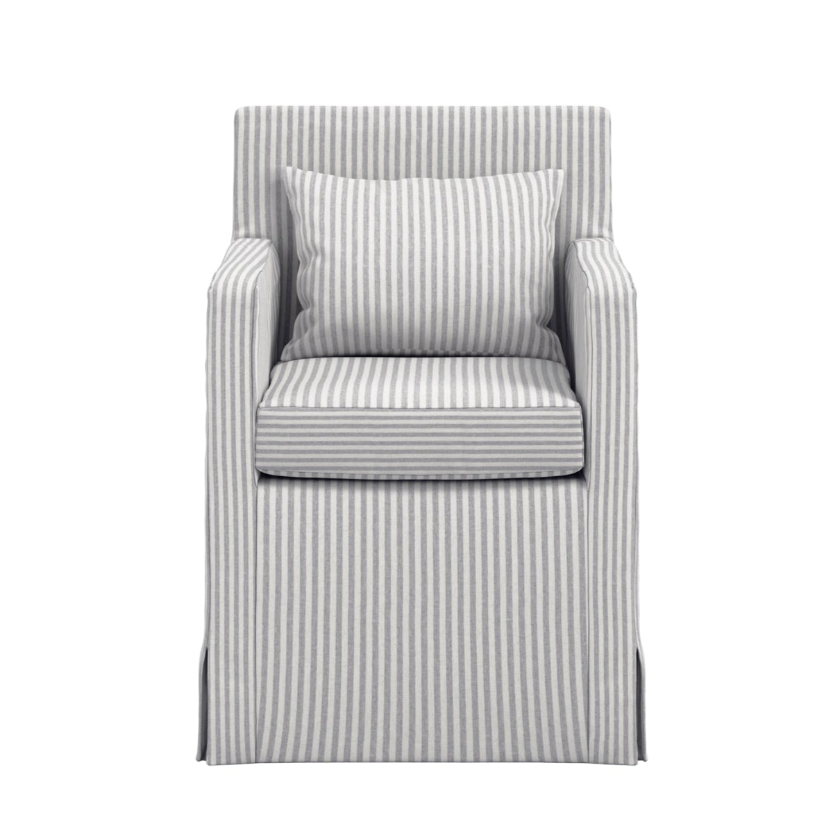 HO+ME Cove Dining Chair In Grey Ticking front