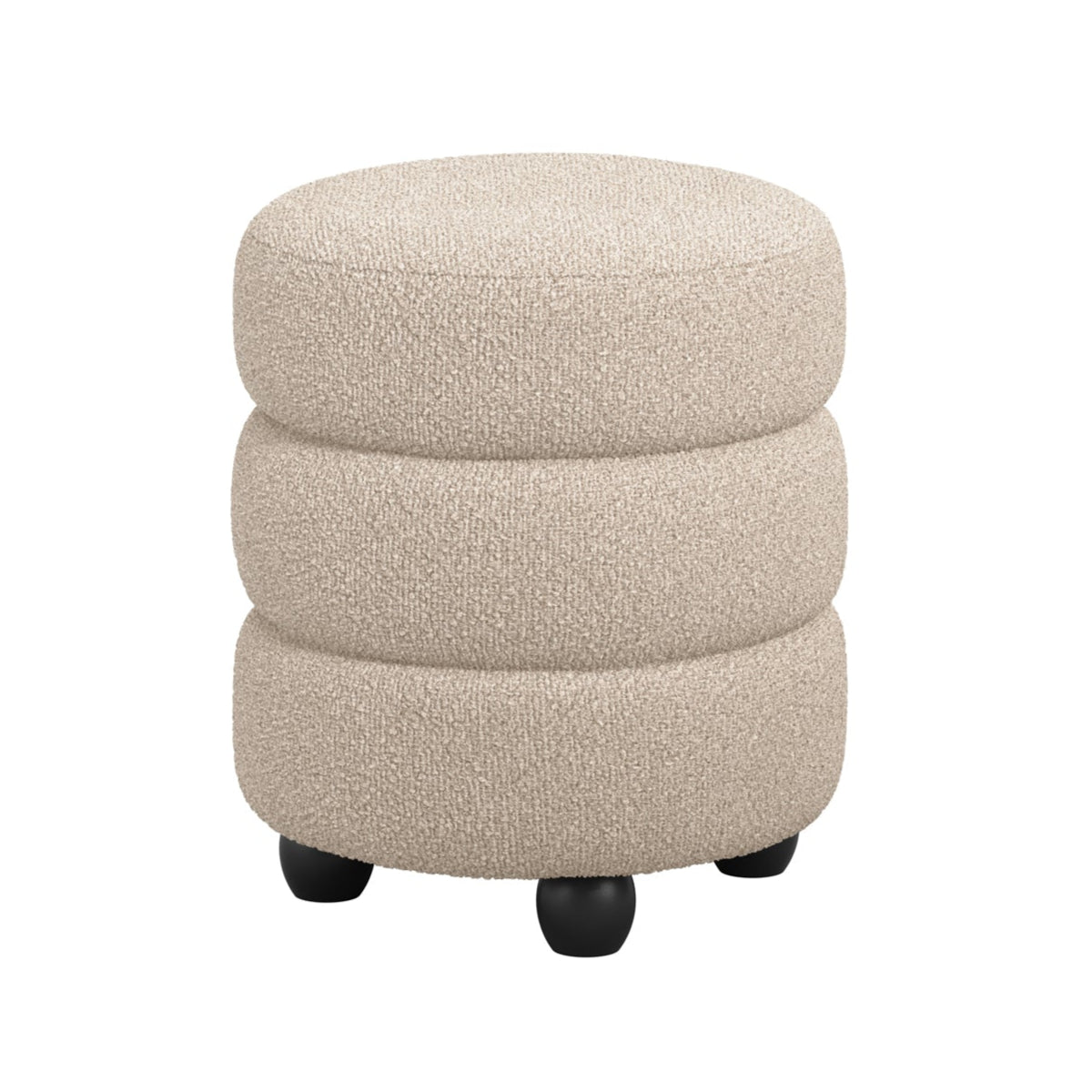 HO+ME Halo Pouffe In Black And Buff Boucle