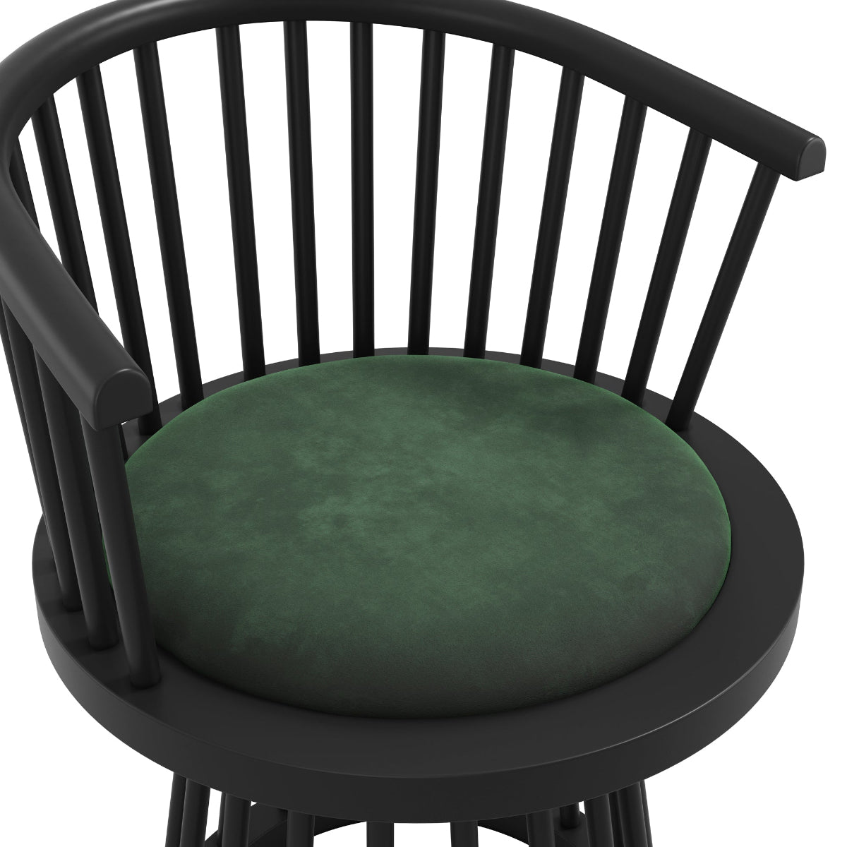 Ronan Green Velvet Dining Chair with Black Satin Wood Frame close up