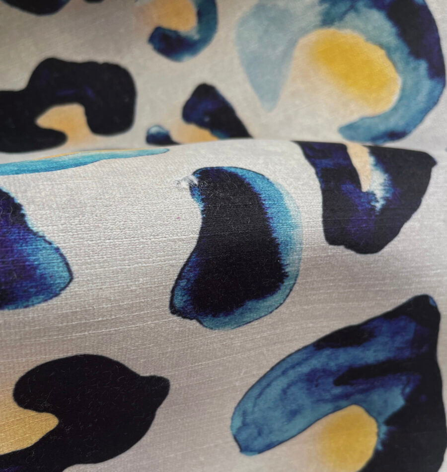 Inky Leopard Indigo Recycled Velvet Fabric