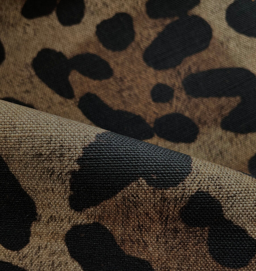 Jaguar Spot Natural Linen Fabric