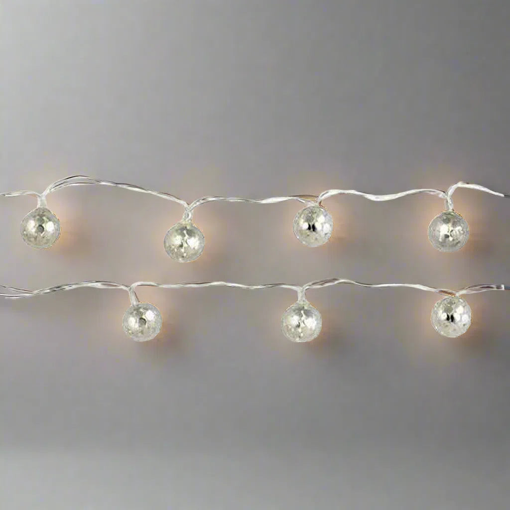 Kikkerland Silver Globe Rope Chain Lights - Nickel-Beaumonde