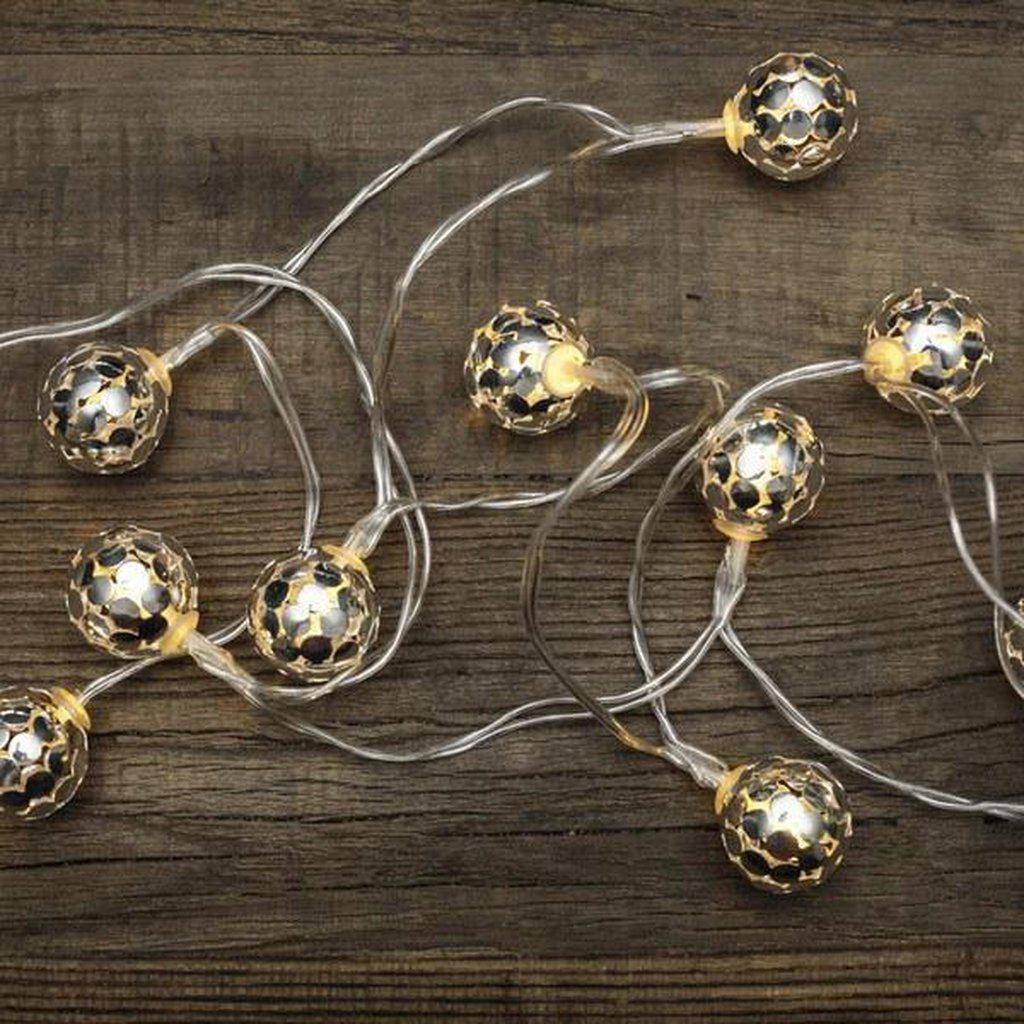 Kikkerland Silver Globe Rope Chain Lights - Nickel-Beaumonde